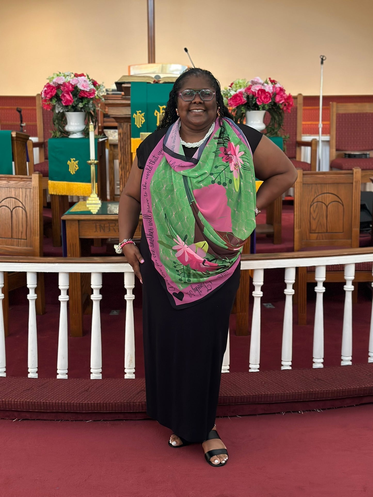Sisterhood Scarf Pink and Green