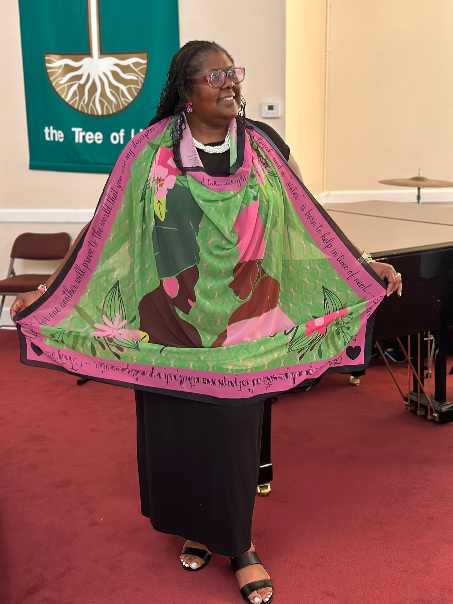 Sisterhood Scarf Pink and Green