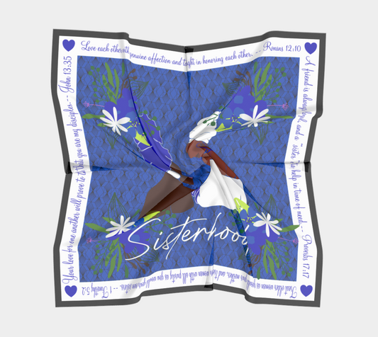 Sisterhood Scarf Blue and White